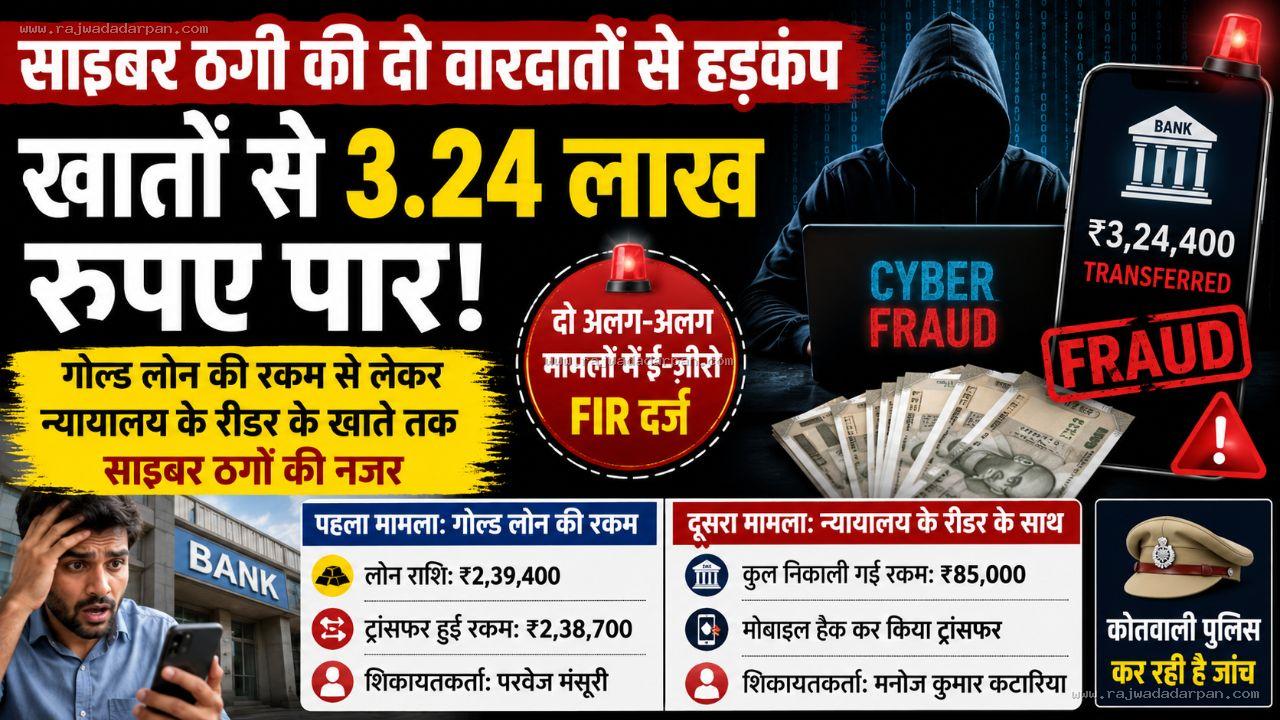 दमोह में साइबर ठगी का डबल अटैक: दो खातों से 3.24 लाख रुपए पार, गोल्ड लोन की रकम भी नहीं बची

&nbsp;