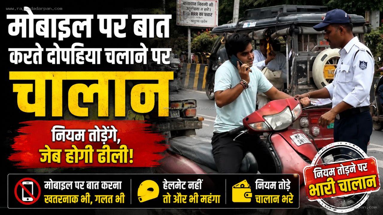 मोबाइल पर बात करते दोपहिया चलाने पर चालान