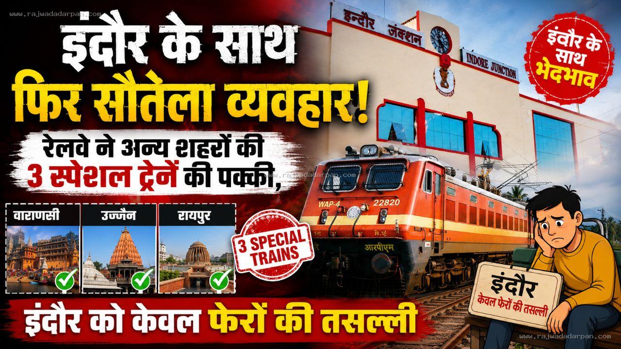 इंदौर के साथ फिर सौतेला व्यवहार, रेलवे ने अन्य शहरों की 3 स्पेशल ट्रेनें कीं पक्की, इंदौर को केवल फेरों की तसल्ली