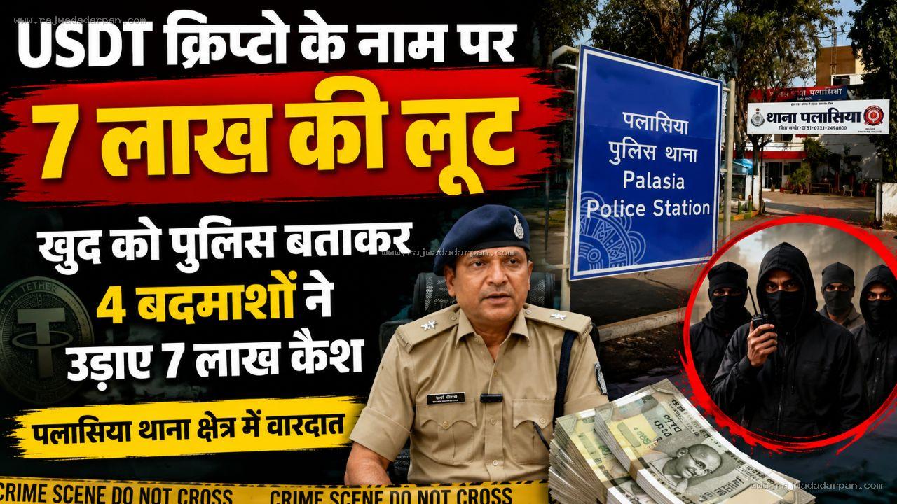 सस्ते दाम पर यूएसडीटी का झांसा,खुद को पुलिस बताकर 7 लाख लूटे: पलासिया में चार बदमाशों ने नकदी लेकर पहुंचे युवक को धमकाया और भाग निकले

&nbsp;