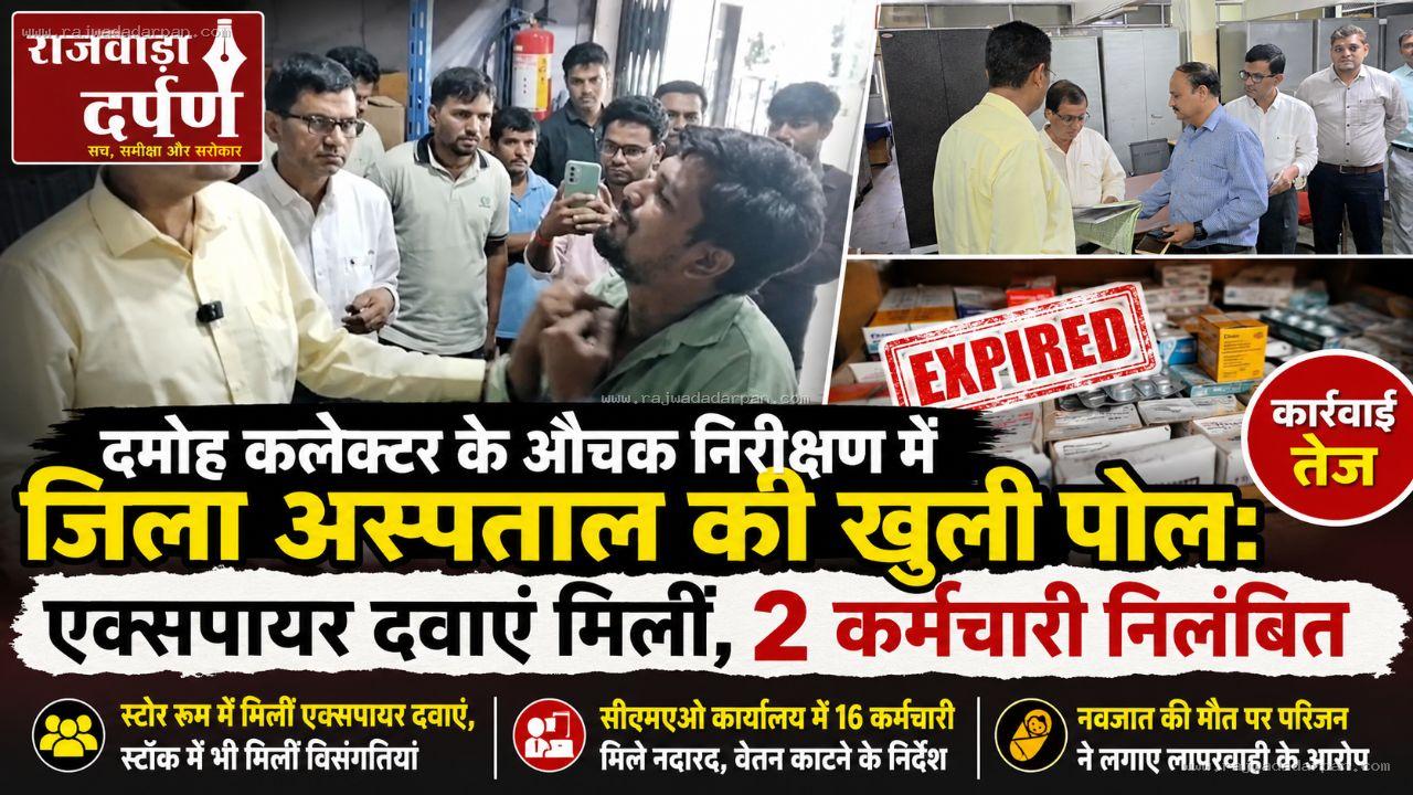 दमोह कलेक्टर के औचक निरीक्षण में जिला अस्पताल की खुली पोल: एक्सपायर दवाएं मिलीं, 2 कर्मचारी निलंबित

&nbsp;