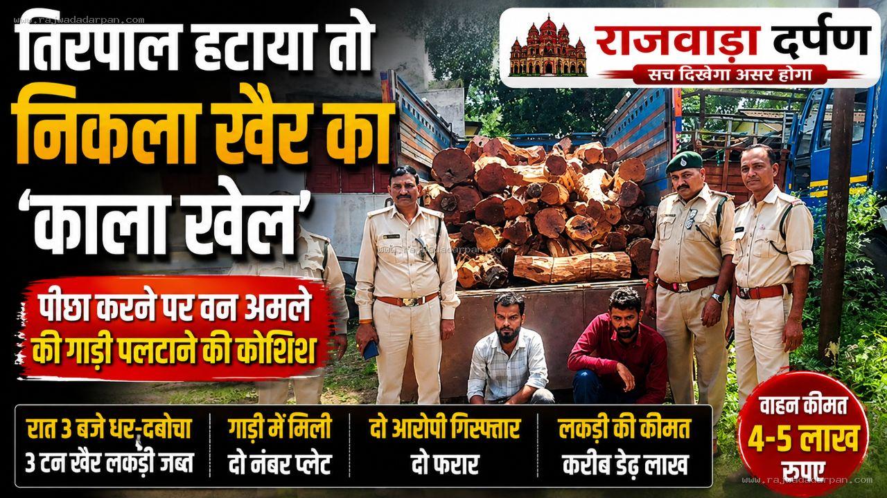 तिरपाल हटाया तो निकला खैर का &lsquo;काला खेल&rsquo;, पीछा करने पर वन अमले की गाड़ी पलटाने की कोशिश

&nbsp;