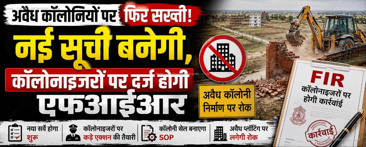 अवैध कॉलोनियों पर फिर सख्ती: नई सूची बनेगी, कॉलोनाइजरों पर दर्ज होगी एफआईआर
