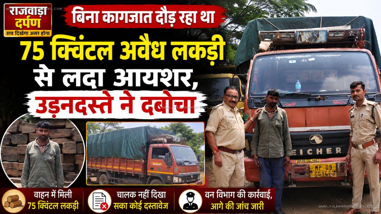 बिना कागजात दौड़ रहा था 75 क्विंटल अवैध लकड़ी से लदा आयशर,उड़नदस्ते ने दबोचा

&nbsp;