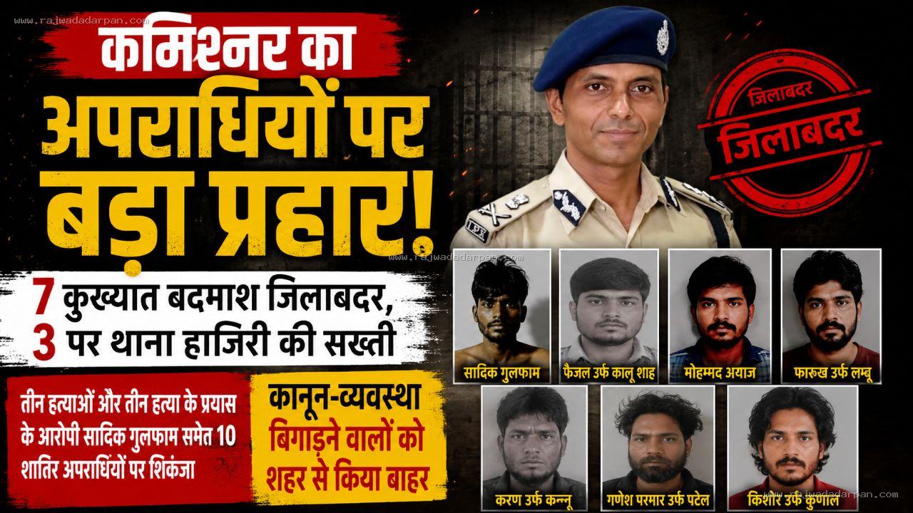 कमिश्नर का अपराधियों पर बड़ा प्रहार: 7 कुख्यात बदमाश जिलाबदर, 3 पर थाना हाजिरी की सख्ती

&nbsp;