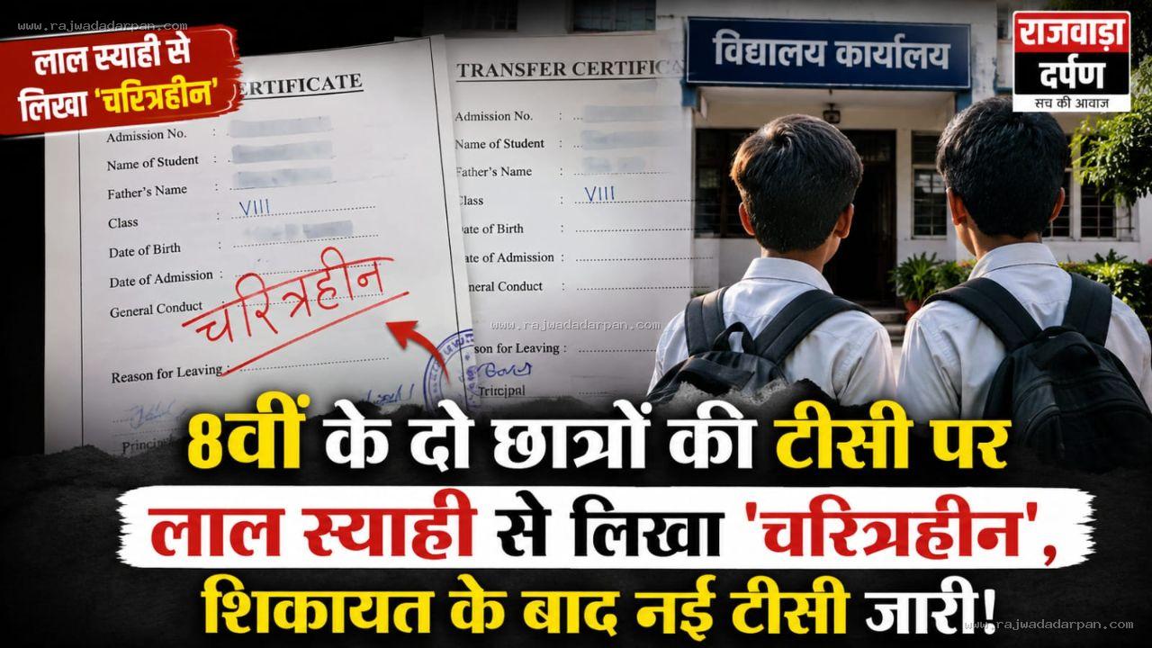 8वीं के दो छात्रों की टीसी पर लाल स्याही से लिखा 'चरित्रहीन', शिकायत के बाद नई टीसी जारी!