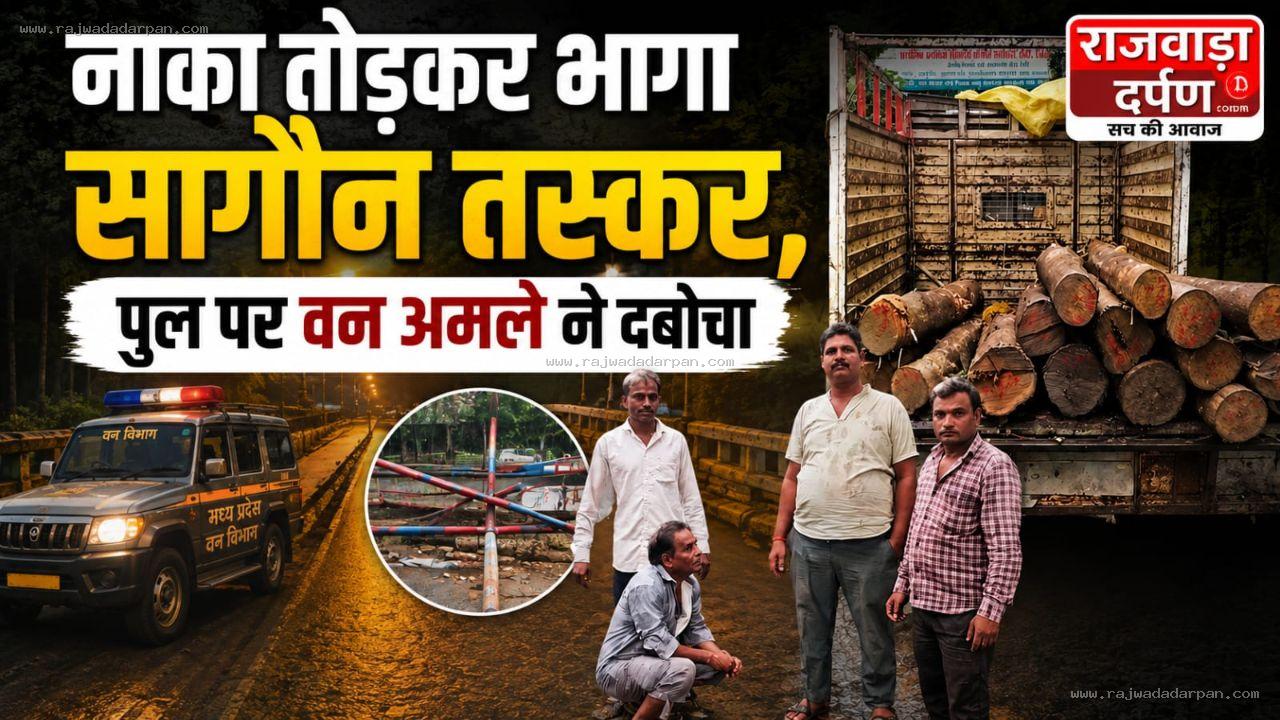 नाका तोड़कर भागा सागौन तस्कर,पुल पर वन अमले ने दबोचा

&nbsp;