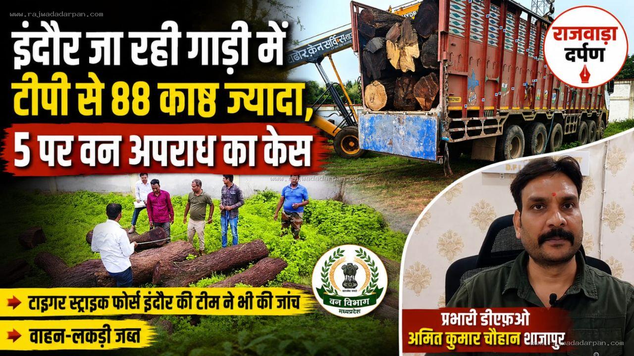 इंदौर जा रही गाड़ी में टीपी से 88 काष्ठ ज्यादा,5 पर वन अपराध का केस

&nbsp;